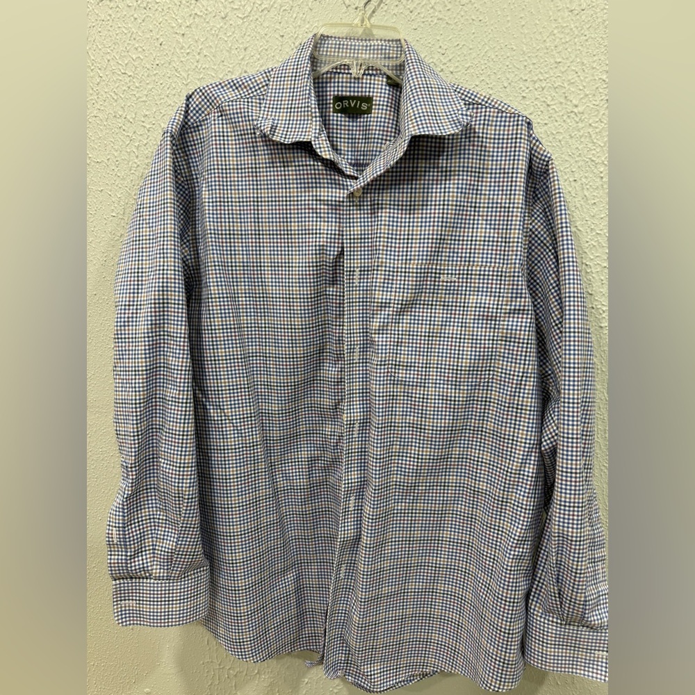 Orvis Men's Size Large Multicolor Plaid Button Down Shirt